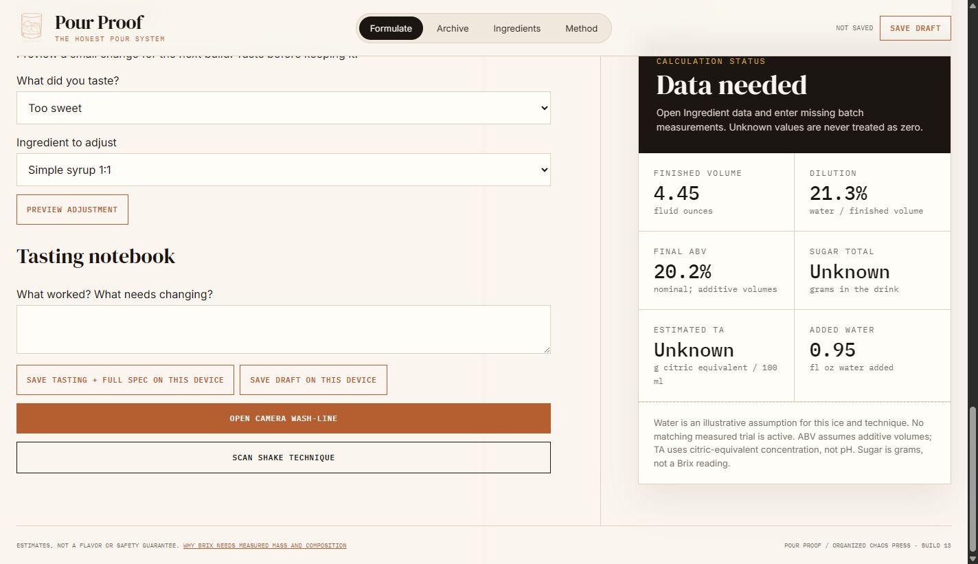 Save This Drink: choosing what you tasted and previewing the adjustment, with the live calculation panel alongside